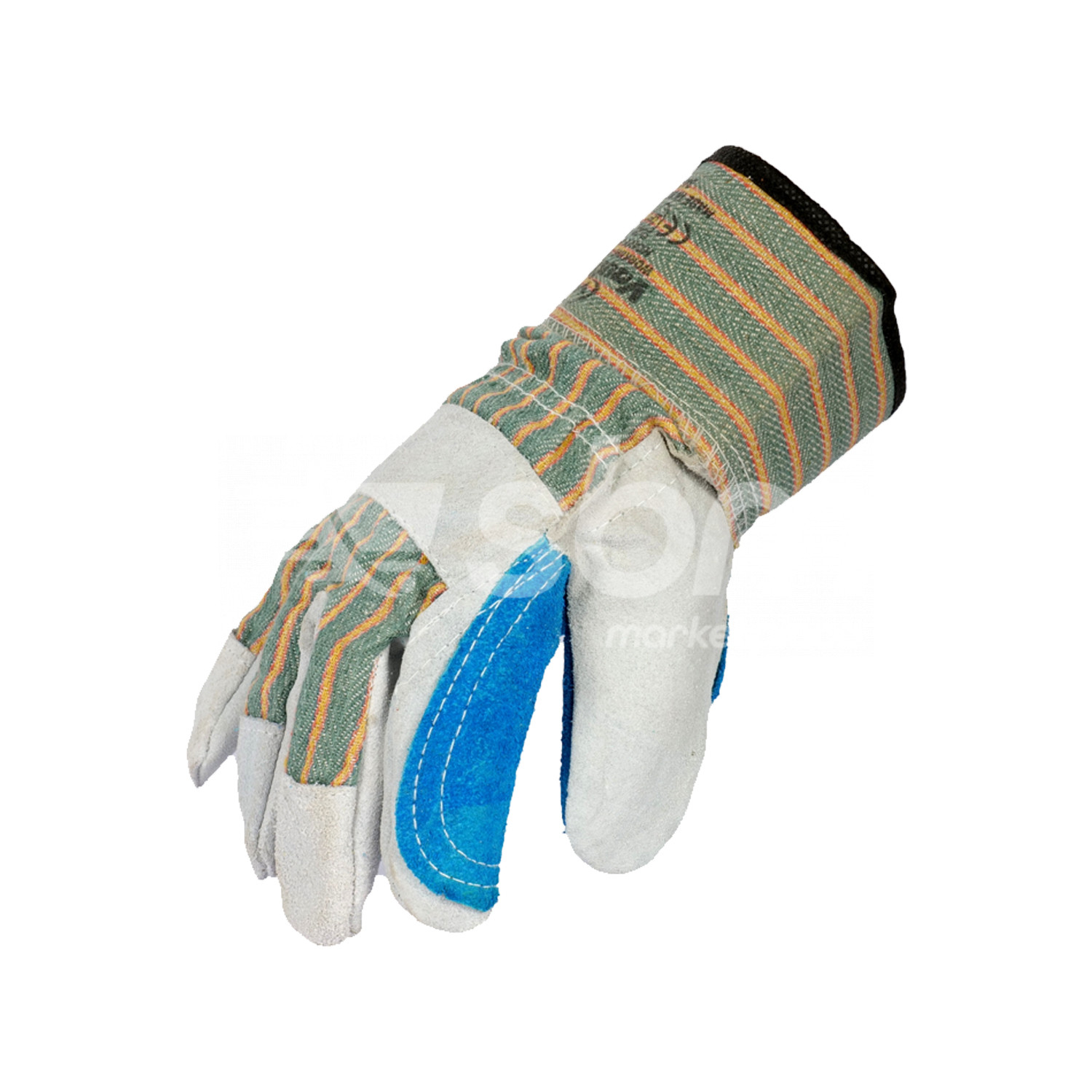 Vaultex, Double Palm Leather Gloves, Grey & Blue Color