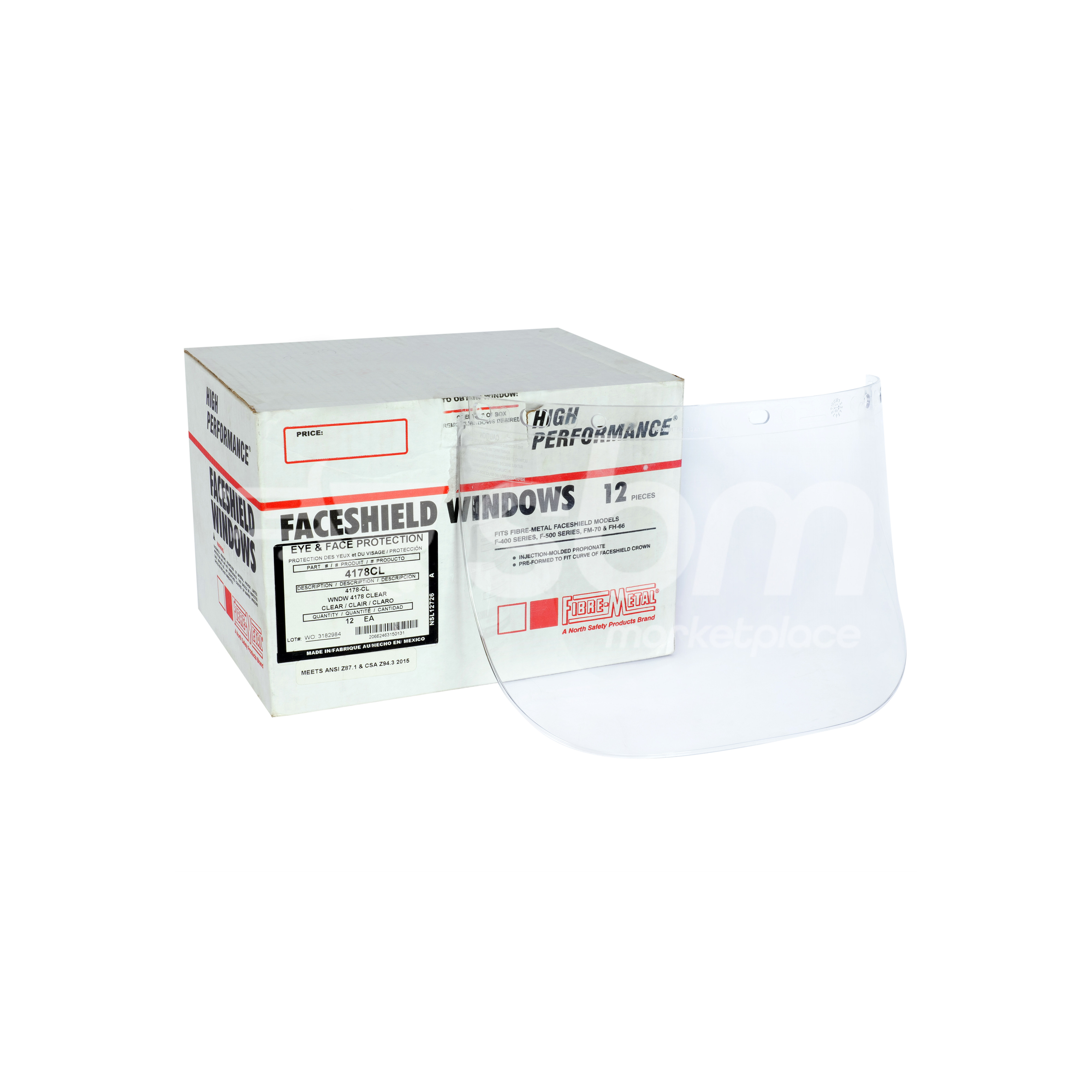 Fibre Metal by Honeywell, Face Shield Window, Part No: 4178CL