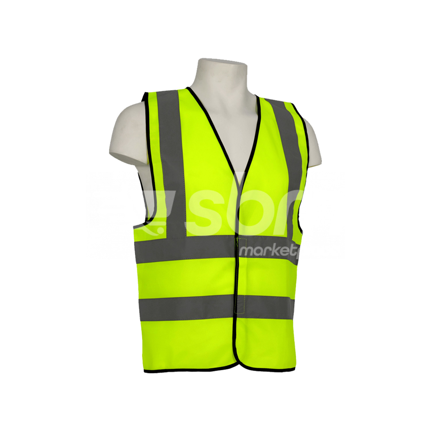Vaultex, 100% Polyester Safety Fabric Vest with Black Piping, Yellow Color