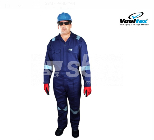 Vaultex, 100% Cotton Coverall with Reflective, Navy Blue Color