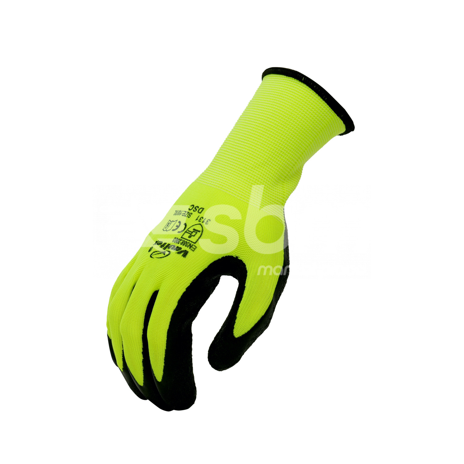 Vaultex, Crinkle Latex Coated Gloves, Fluorescent Yellow Color