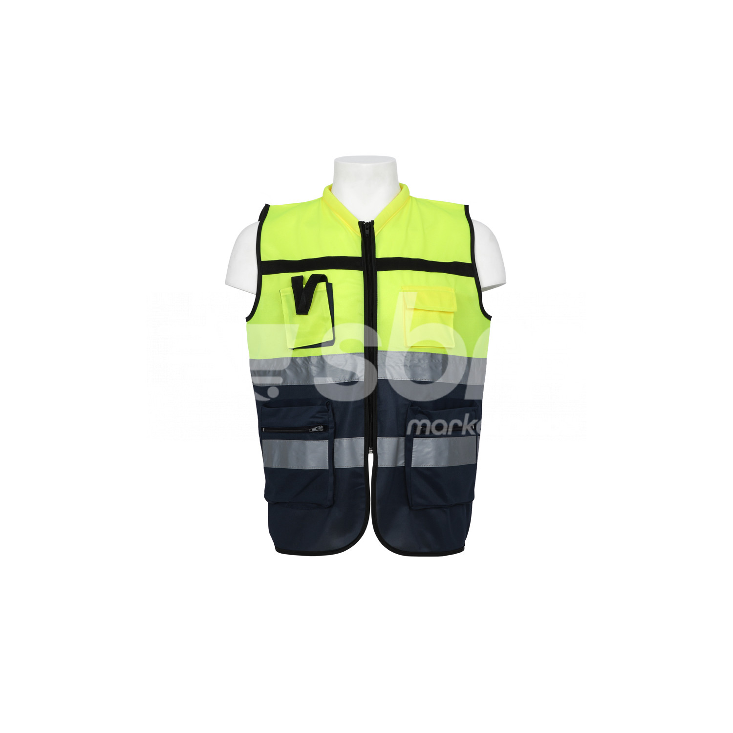 Workland, Safety Half Sleves Fabric Vest with Reflective, Yellow & Navy Blue Color