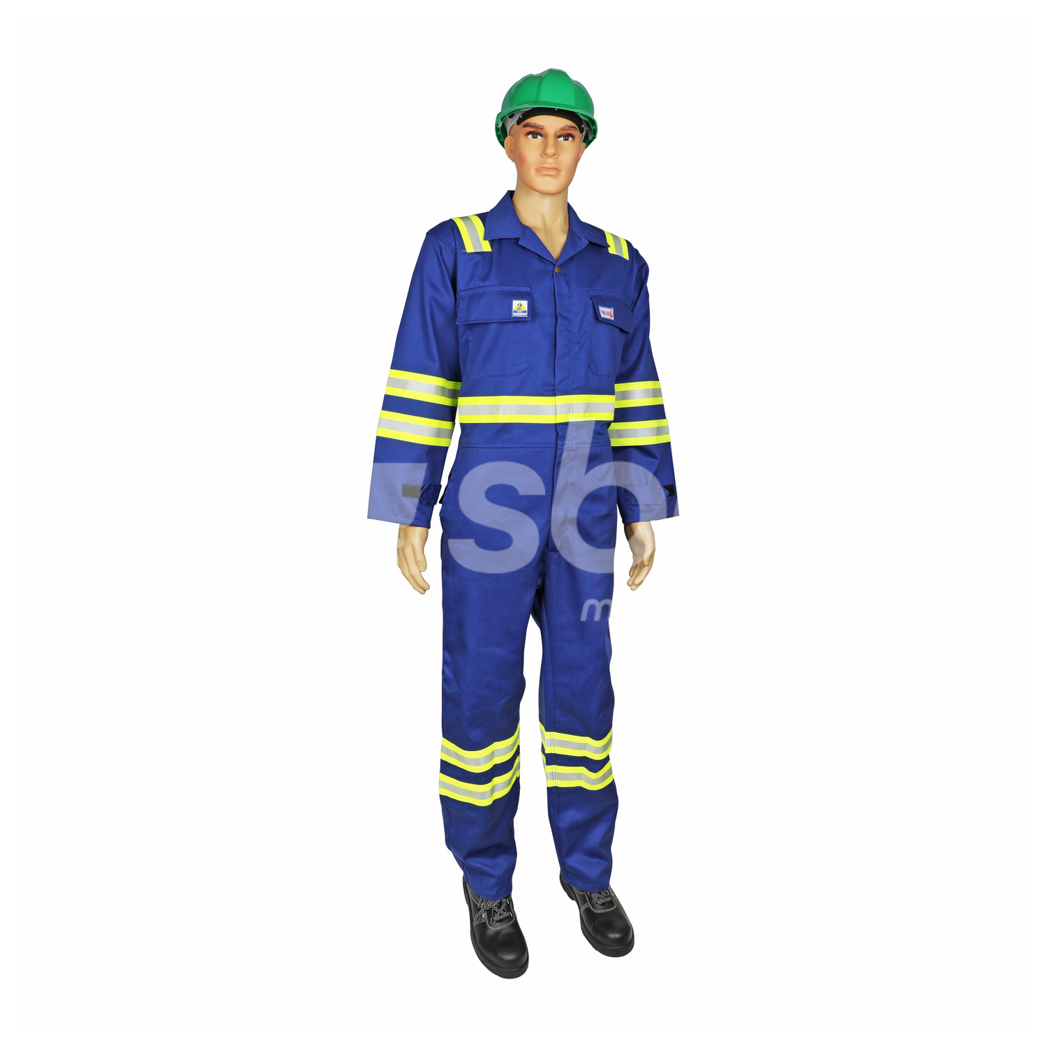 Workland, FR Coverall with FR Yellow/Grey Reflective, 280 Gsm, Royal Blue Color