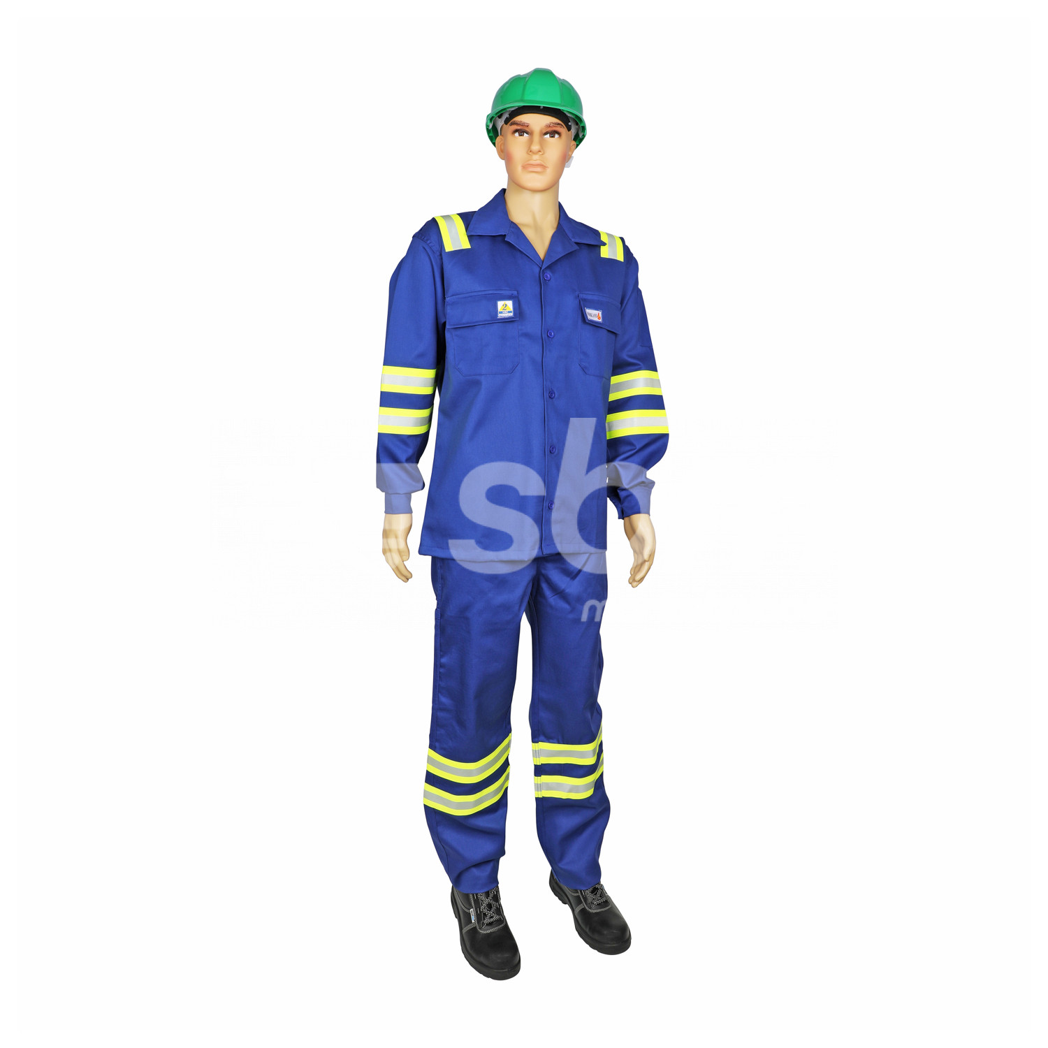 Vaultex, FR Pant & Shirt with FR Yellow/Grey Reflective, 280 Gsm, Royal Blue Color