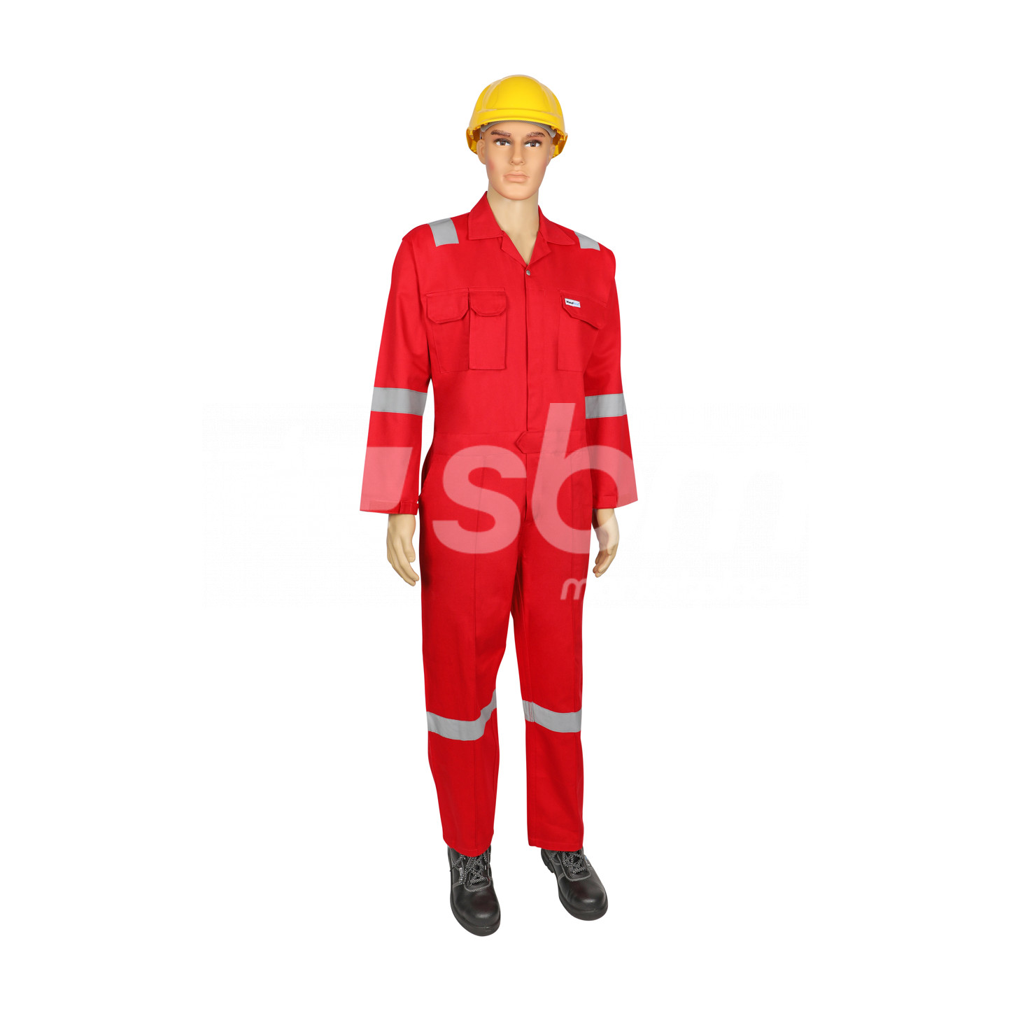 Vaultex, 100% Cotton Coverall with Reflective, 270 Gsm, Red Color