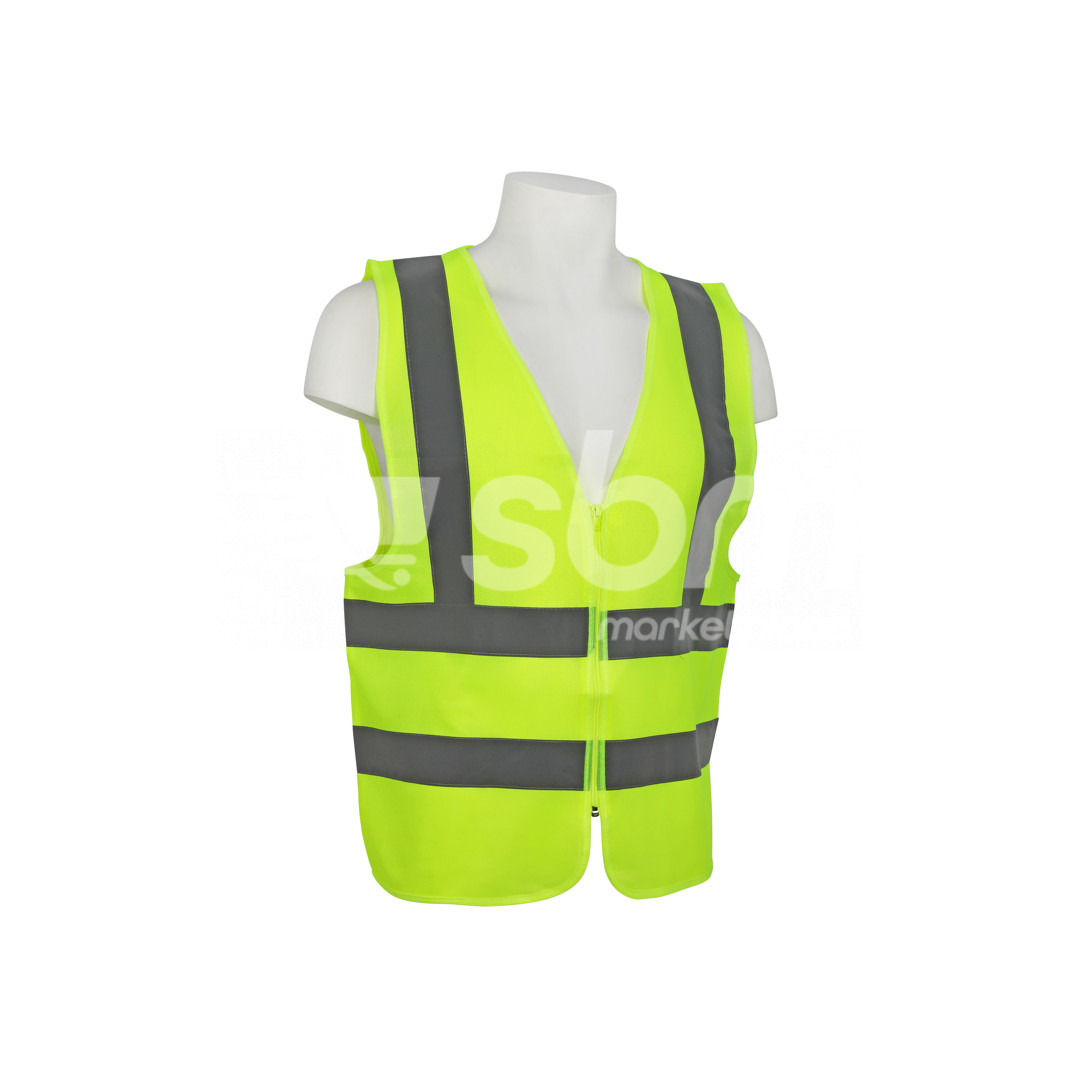 Vaultex, 100% Polyester Safety Fabric Vest with Zipper, Yellow Color