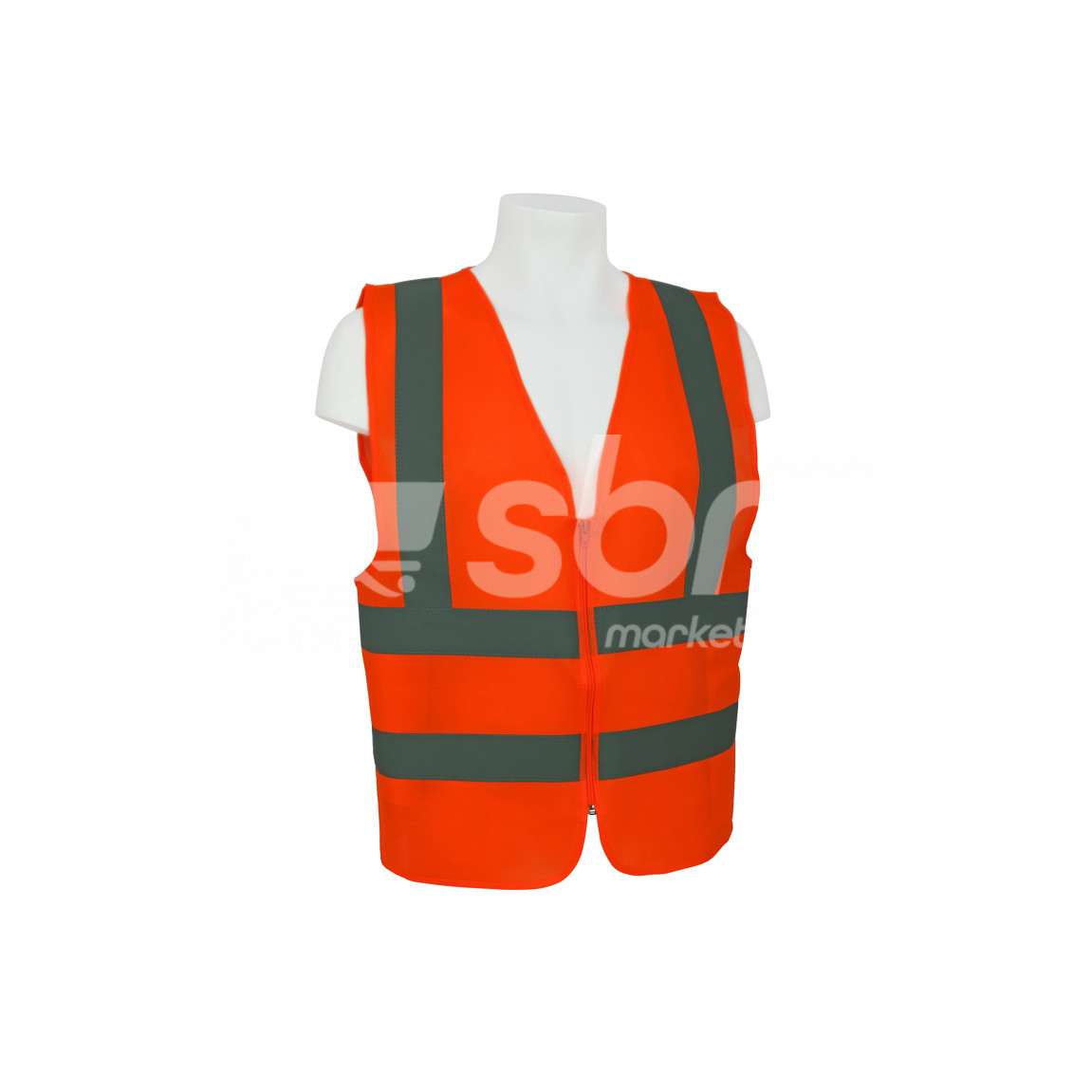 Vaultex, 100% Polyester Safety Fabric Vest with Zipper, Orange Color