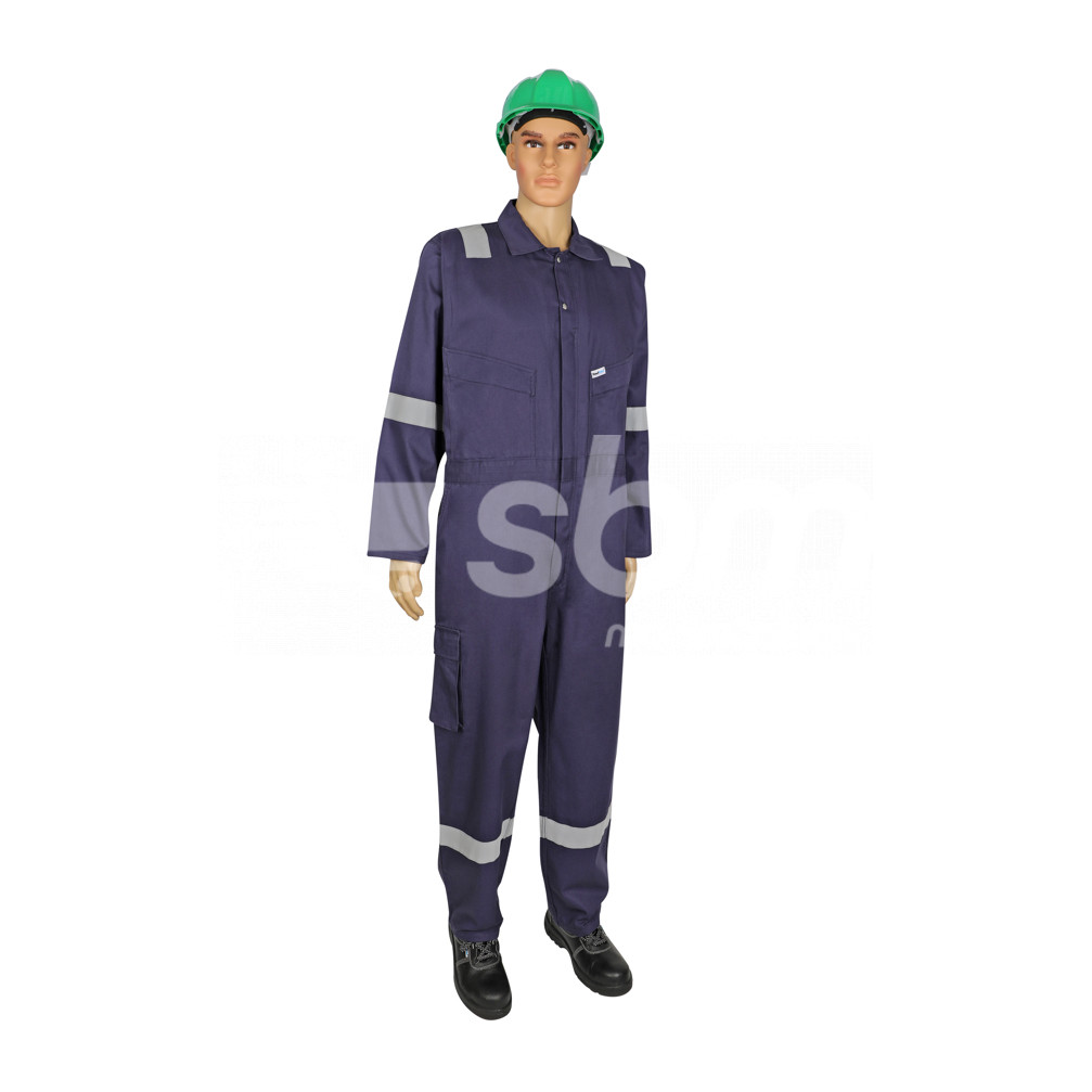Vaultex, 100% Cotton Classic Coverall with Reflective, 240 Gsm, Navy Blue Color