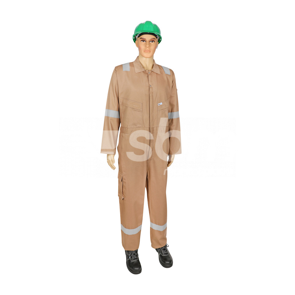Vaultex, 100% Cotton Classic Coverall with Reflective, 240 Gsm, Beige Color