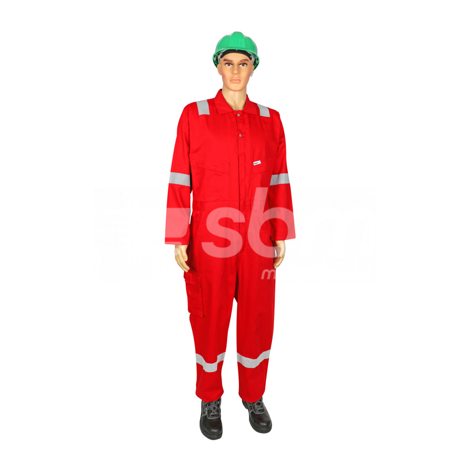 Vaultex, 100% Cotton Classic Coverall with Reflective, 240 Gsm, Red Color
