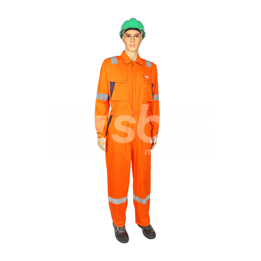 Vaultex, 100% Cotton Modern Coverall with Reflective, 240 Gsm, Orange Color