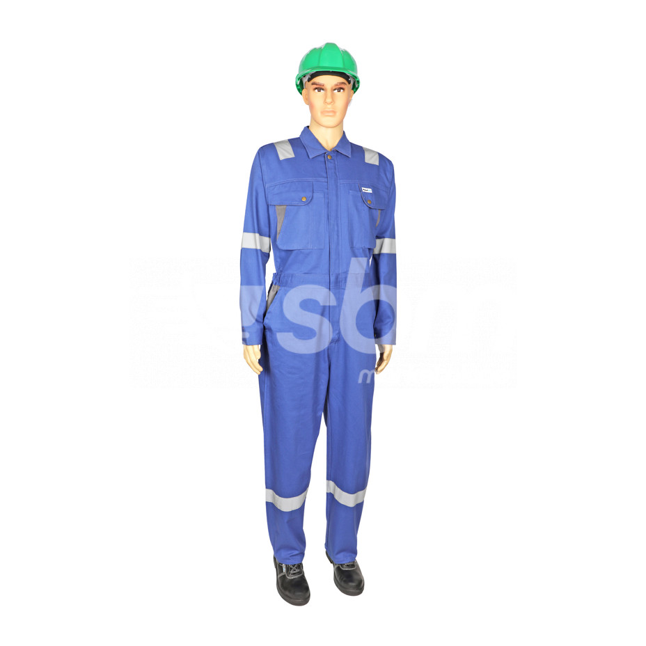 Vaultex, 100% Cotton Modern Coverall with Reflective, 240 Gsm, Royal Blue Color