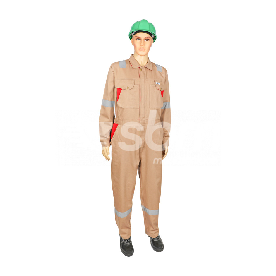 Vaultex, 100% Cotton Modern Coverall with Reflective, 240 Gsm, Beige Color
