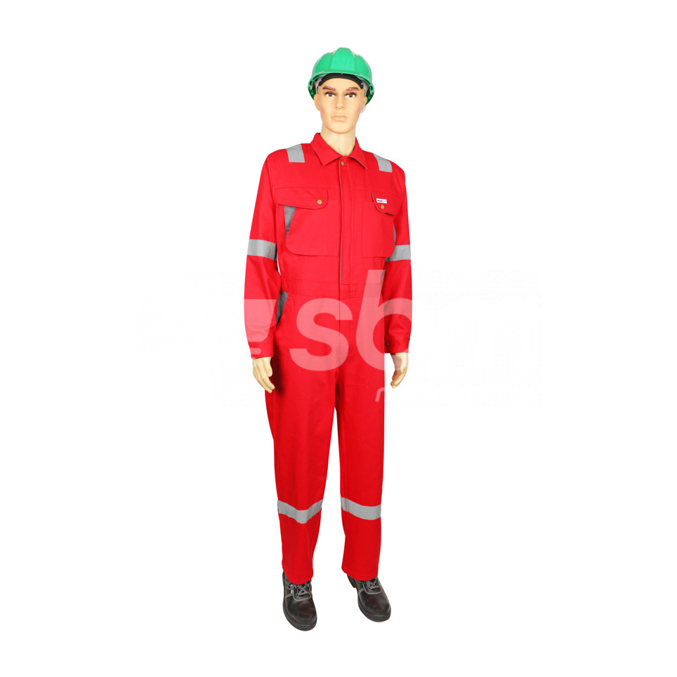 Vaultex, 100% Cotton Modern Coverall with Reflective, 240 Gsm, Red Color