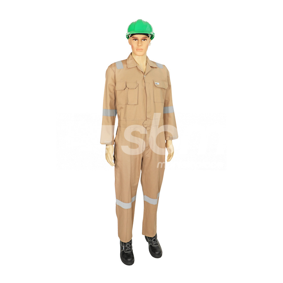 Vaultex, 100% Cotton Coverall with Reflective, 270 Gsm, Beige Color
