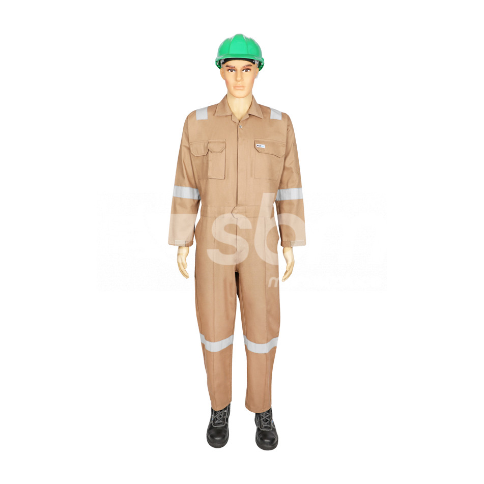 Vaultex, 100% Cotton Coverall with Reflective, 240 Gsm, Beige Color
