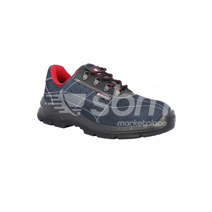 Zecchin, S1P HI CI FO SR, Low Ankle Safety Shoes with Suede Leather Upper, Model: BlueGuard