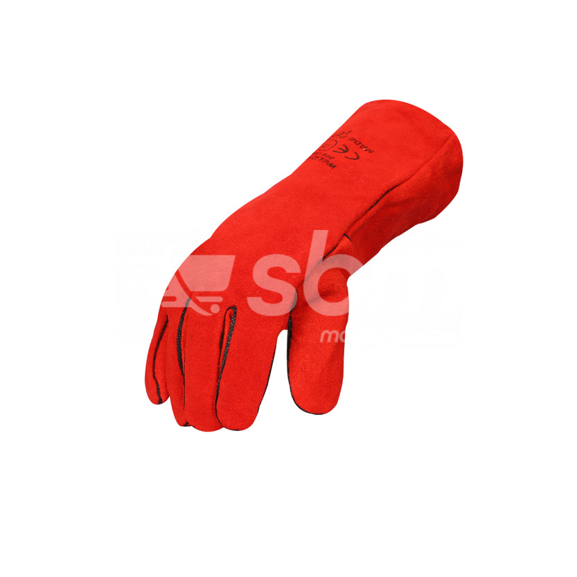 Welding Gloves With Piping ,Red Color,Size:16 Inch