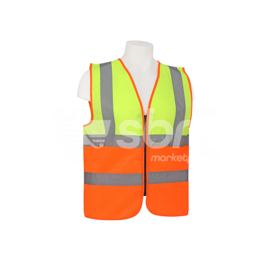 Vaultex, 100% Polyester Safety Fabric Vest, Yellow/Orange Color