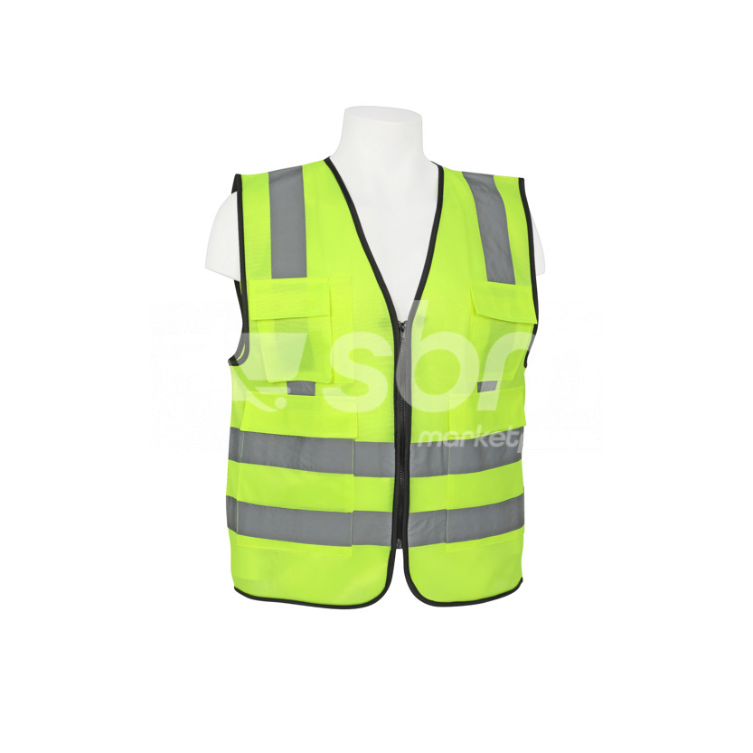 Vaultex, Safety Vest, Front Side Fabric and Black Side Net with 4 Pockets, Yellow Color