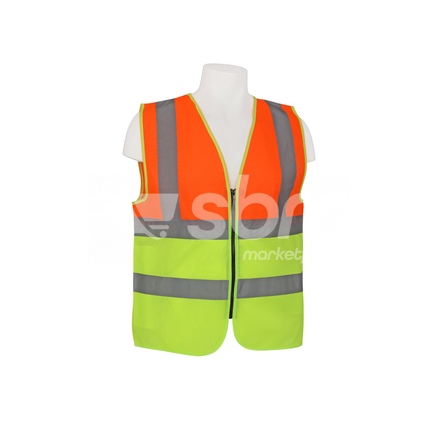 Vaultex, 100% Polyester Safety Fabric Vest, Orange/Yellow Color