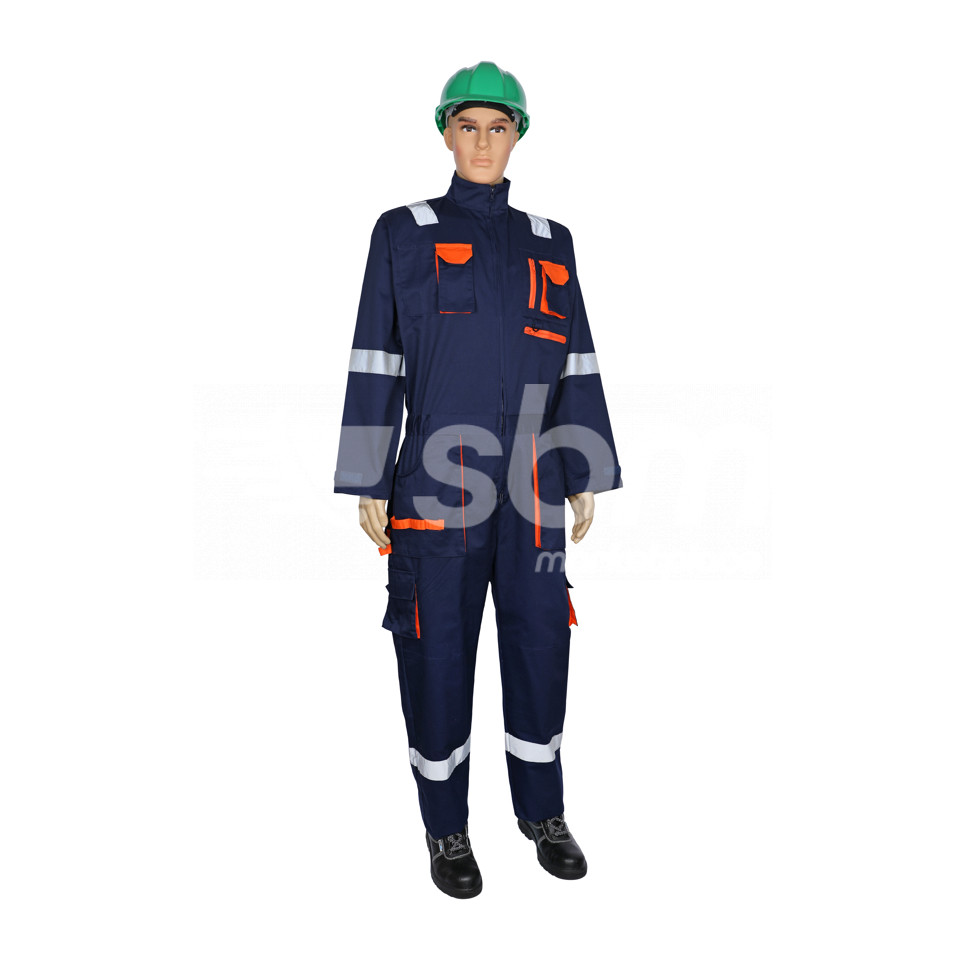 Vaultex, European Style 35/65 Coverall with Reflective 240 Gsm, Navy Blue Color