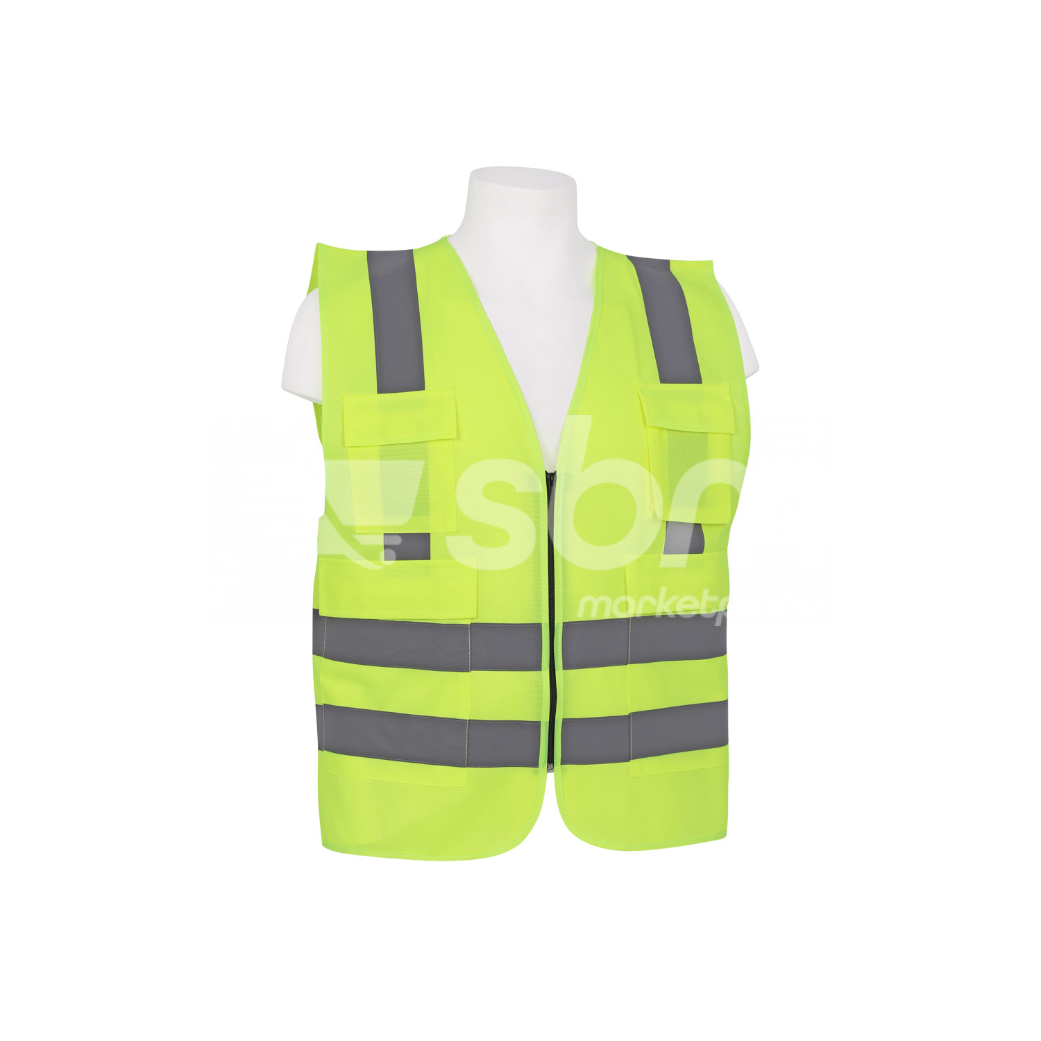 Vaultex, Executive Safety Fabric Vest with Zipper & Four Pockets, Yellow Color
