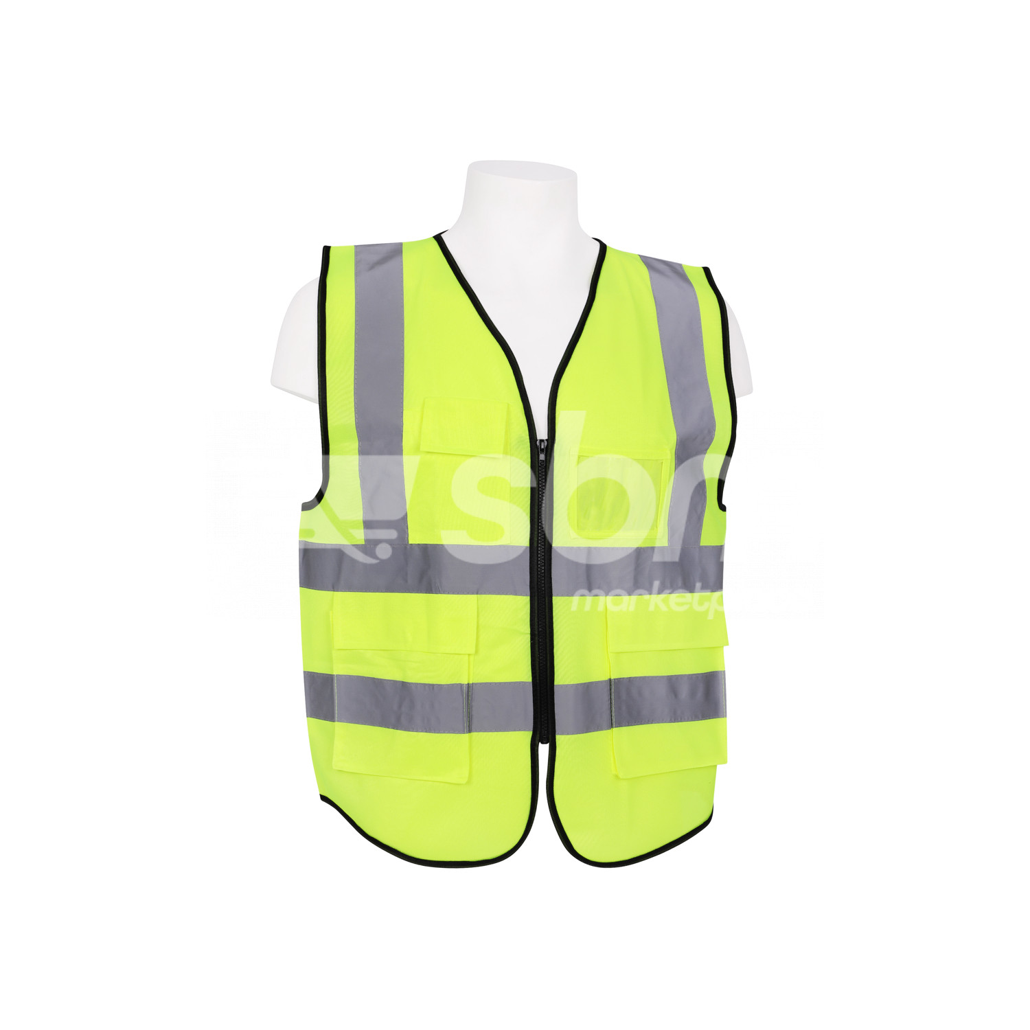Vaultex, Safety Fabric Vest with Zipper & 3 Pockets + Id Pocket, Yellow Color