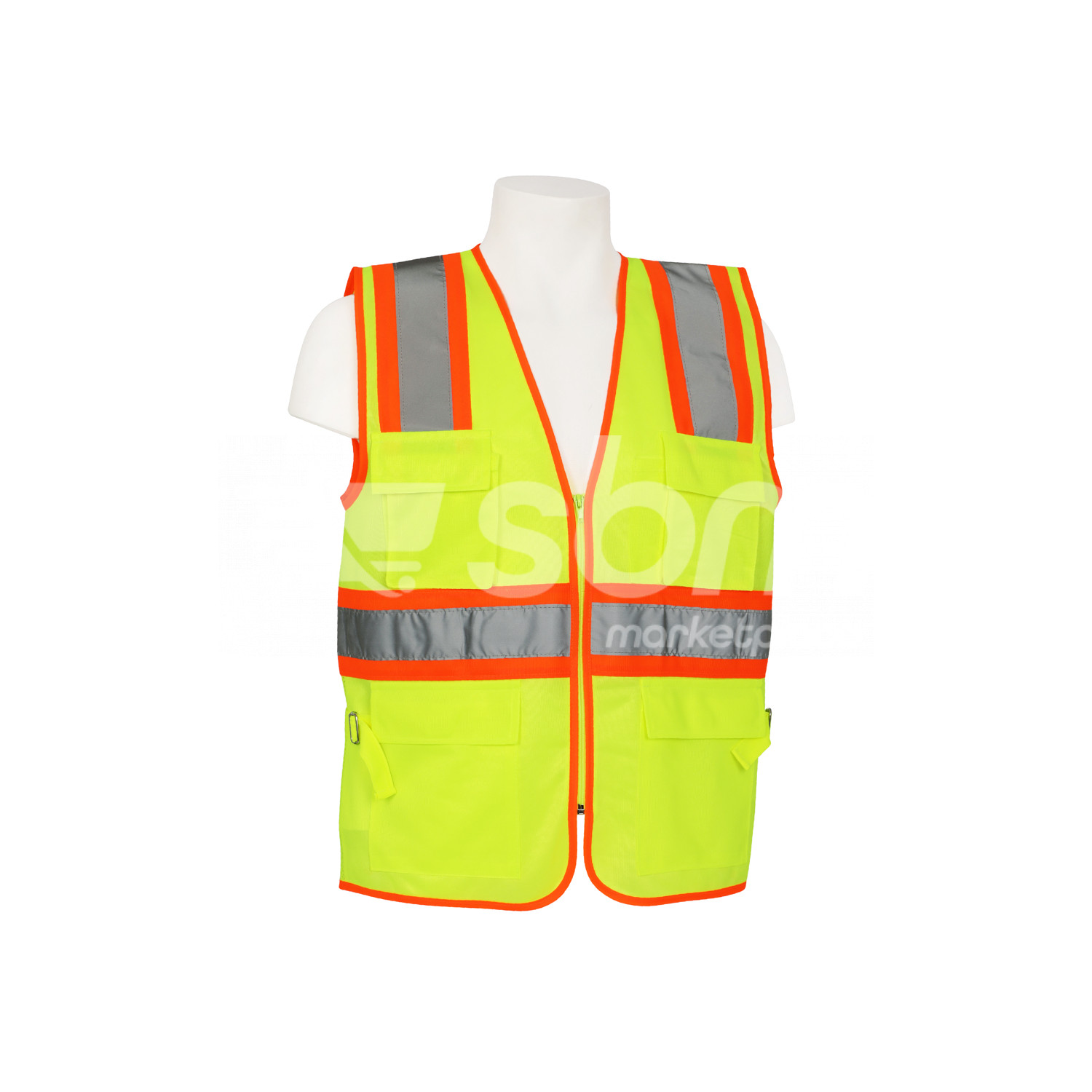Vaultex, Safety Vest, Front Side Fabric and Black Side Net with Vaultex Reflective, Yellow Color