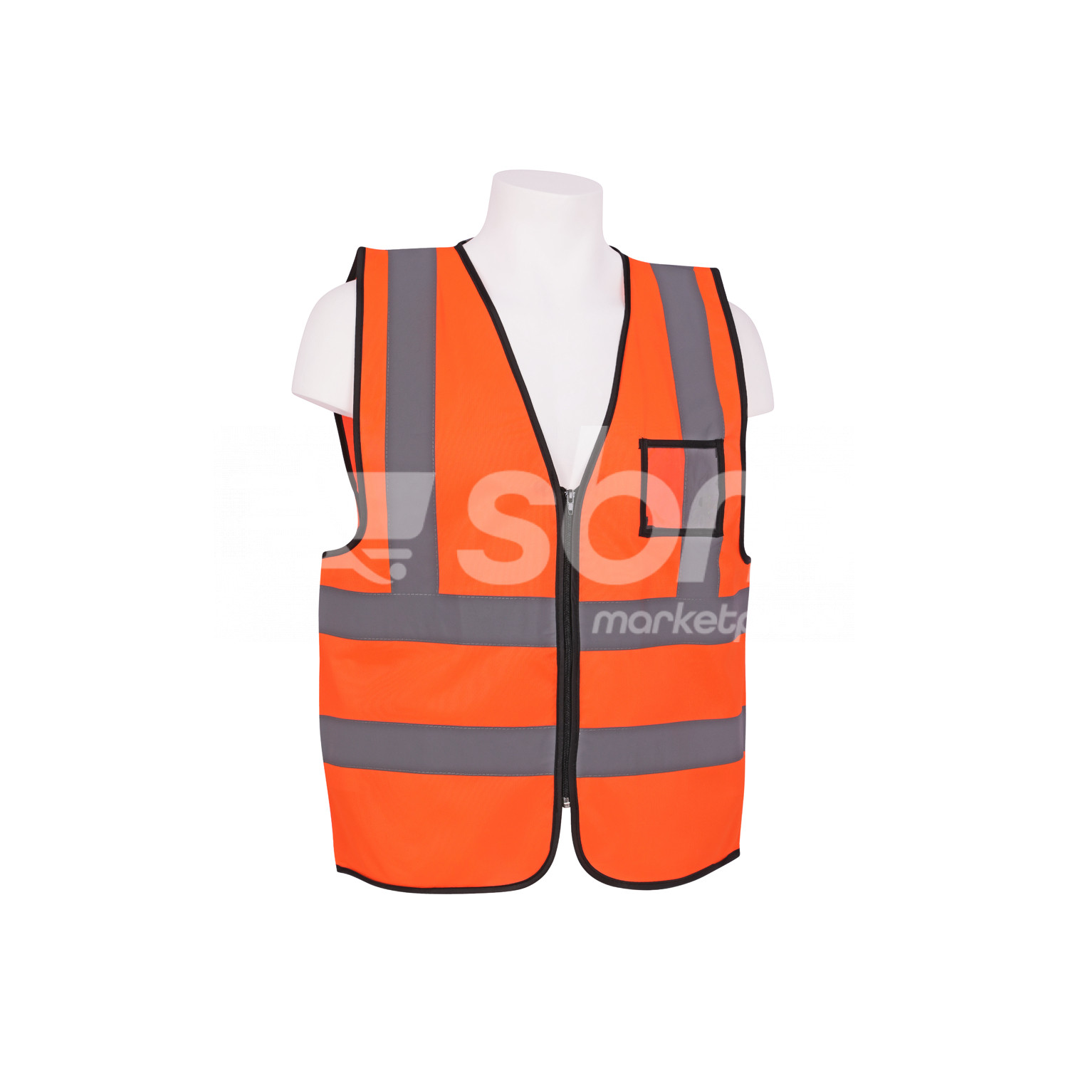 Vaultex, Safety Fabric Vest with Zipper & ID Pocket, Orange Color