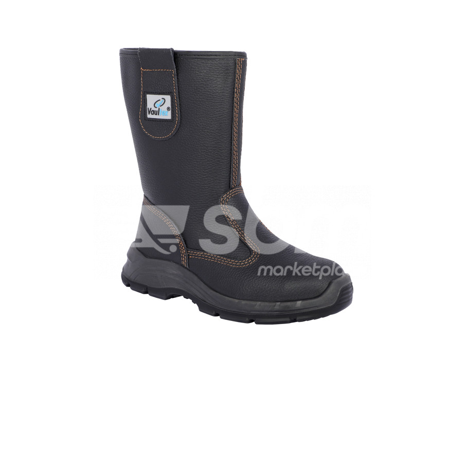Vaultex, S1P HI CI FO SR Breathable Leather Rigger Boot, Black Color