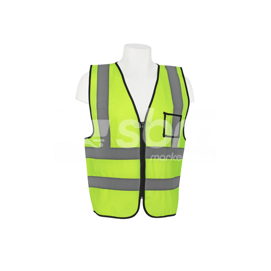 Vaultex, Safety Fabric Vest with Zipper and Id Pocket, Yellow Color