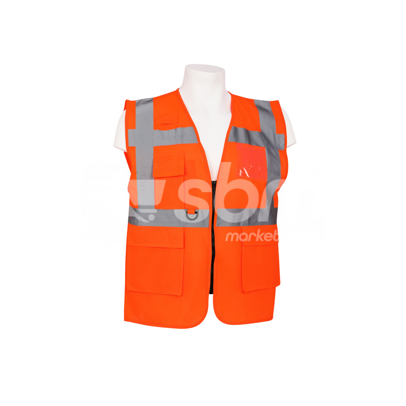 Vaultex, Safety Fabric Vest with Zipper & Pocket, Orange Color