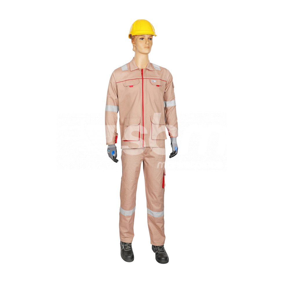 Vaultex, 100% Cotton Pant Shirt with Reflective, 270 gsm, Khaki Color