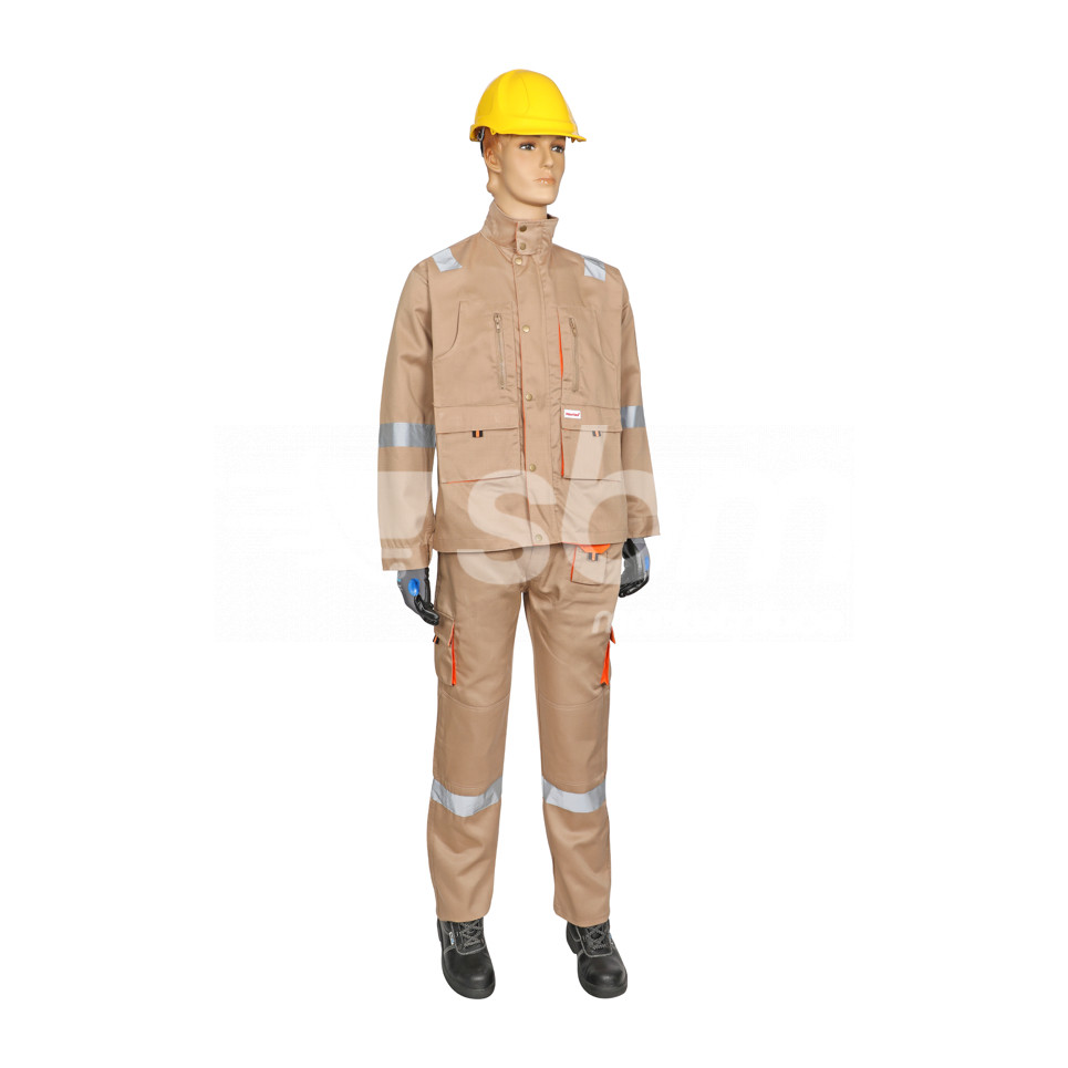 Vaultex, European Style 100% Twill Pant Shirt with Reflective 190 Gsm, Beige Color