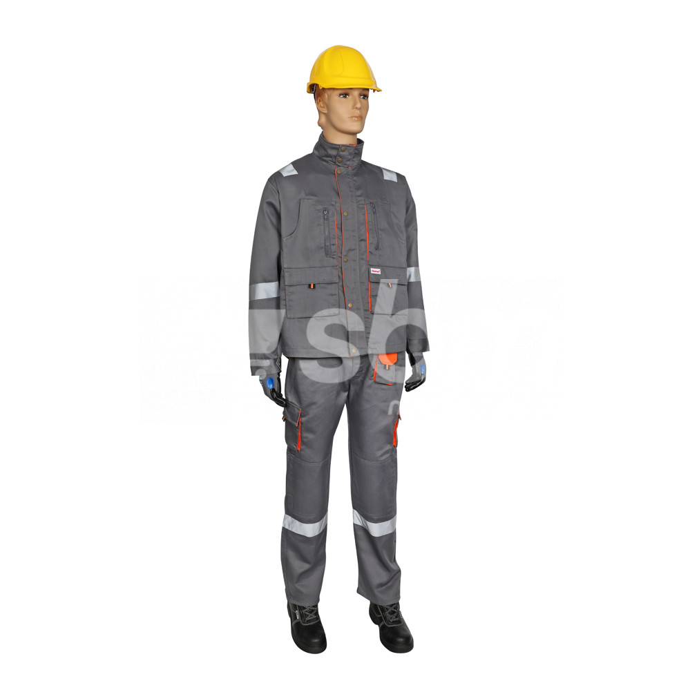 Vaultex, European Style 100% Twill Pant Shirt with Reflective, 190 gsm, Grey Color