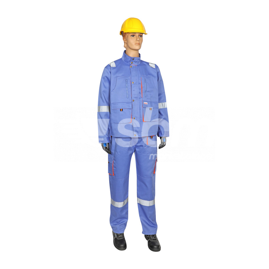 Vaultex, European Style 100% Twill Pant Shirt with Reflective, 190 gsm, Petrol Blue Color