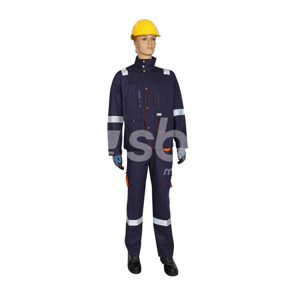 Vaultex,100% Cotton Pant Shirt with Reflective European Style,260 gsm,Navy Blue Color, Part No: FPT