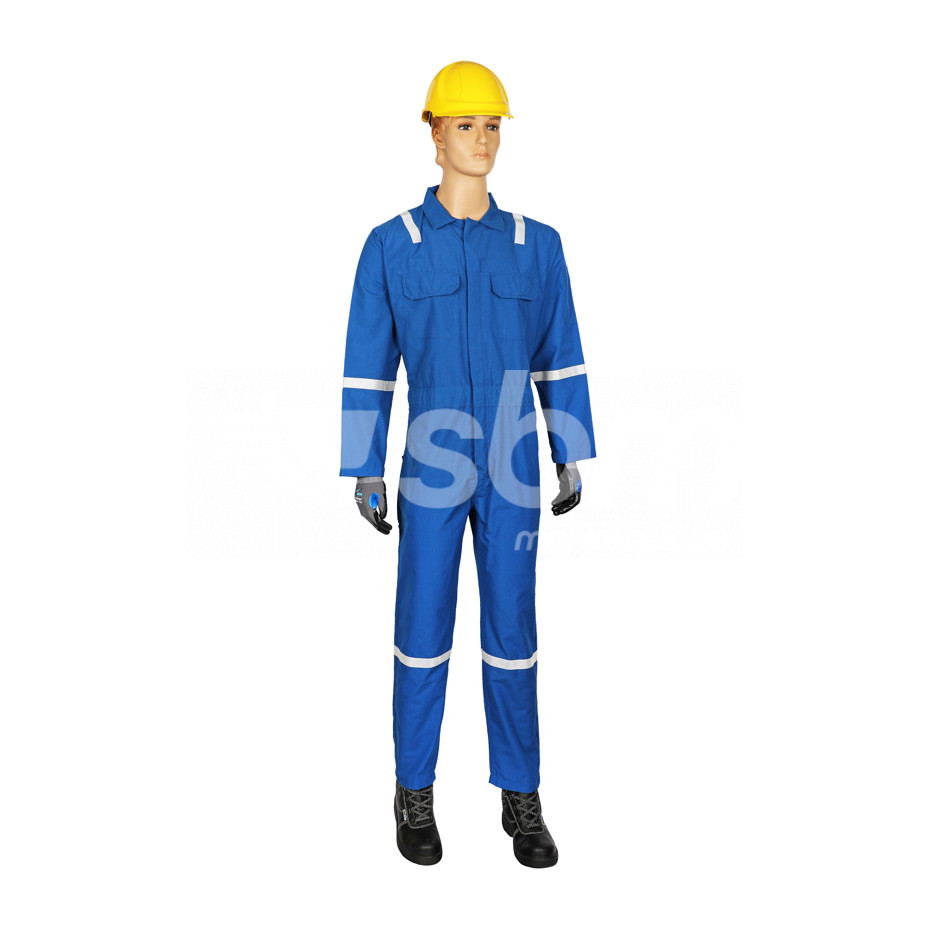 Vaultex, IIIA IFR 93%Meta-Aramid,5%Para-Aramid,2% Antistatic Coverall with Reflective,150Gsm,R Blue