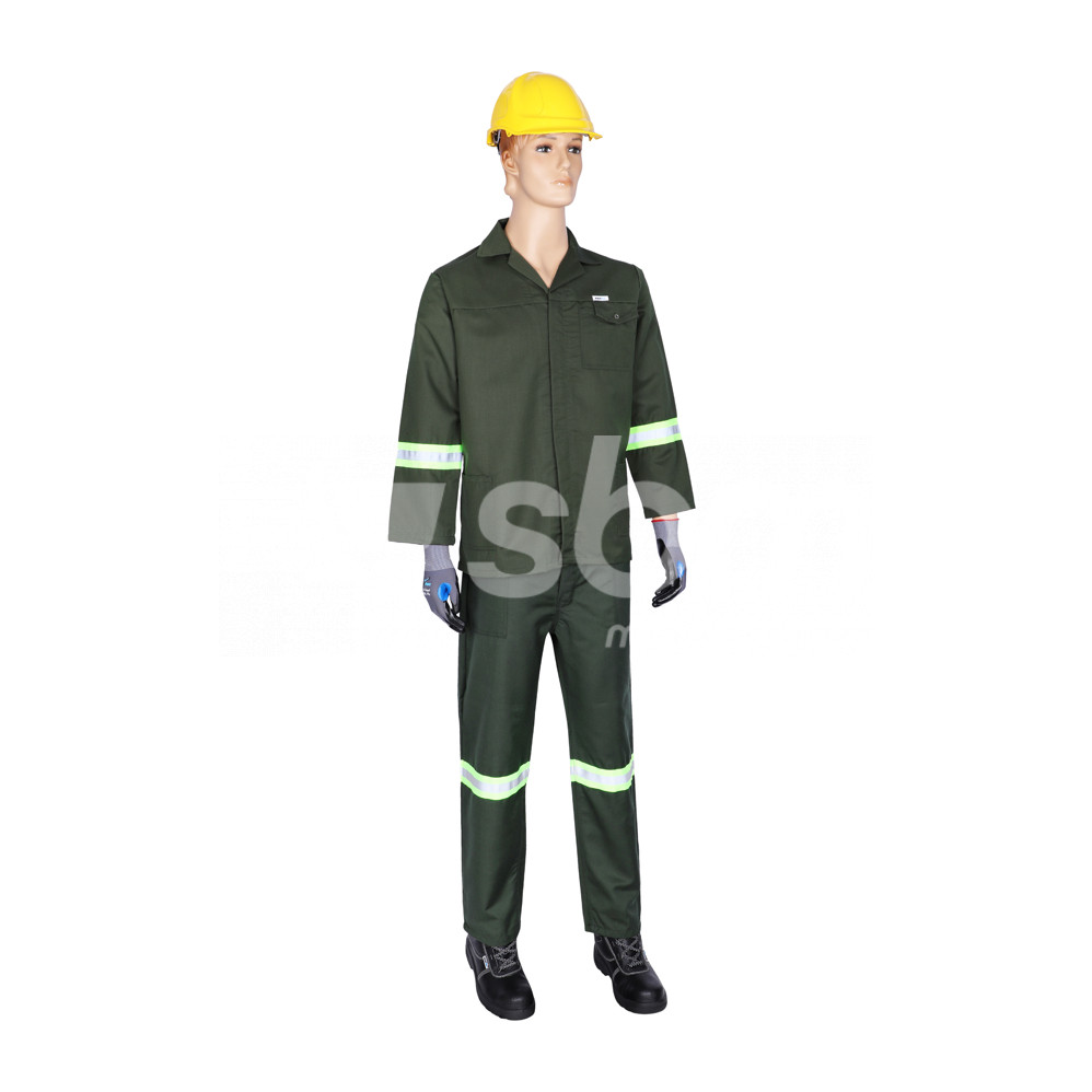 Vaultex, WR Finish Jacket & Trouser Sets With Reflective,190 Gsm,Bush Green Color