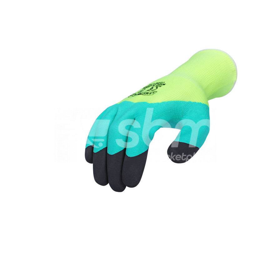 Armstrong, 13gg Latex Foam Coated Gloves, Green & Black Color